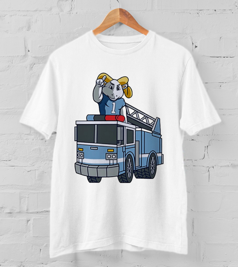 UNC Tar Heels Ram Mascot On Fire Truck Sports Team Merchandise T-Shirt