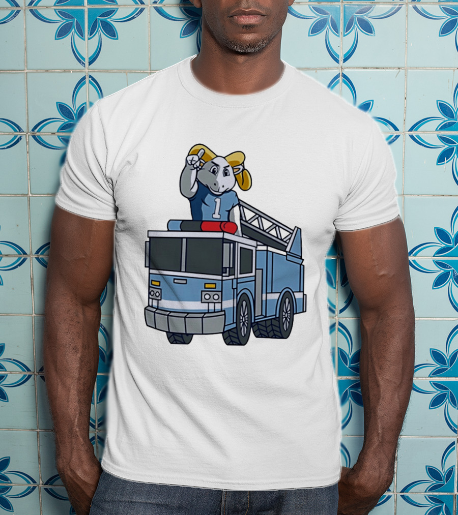 UNC Tar Heels Ram Mascot On Fire Truck Sports Team Merchandise T-Shirt