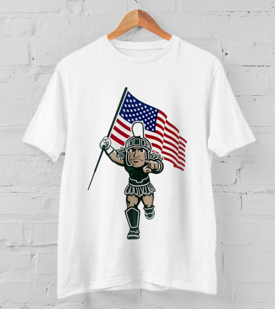 Michigan State Spartans USA Flag T-Shirt