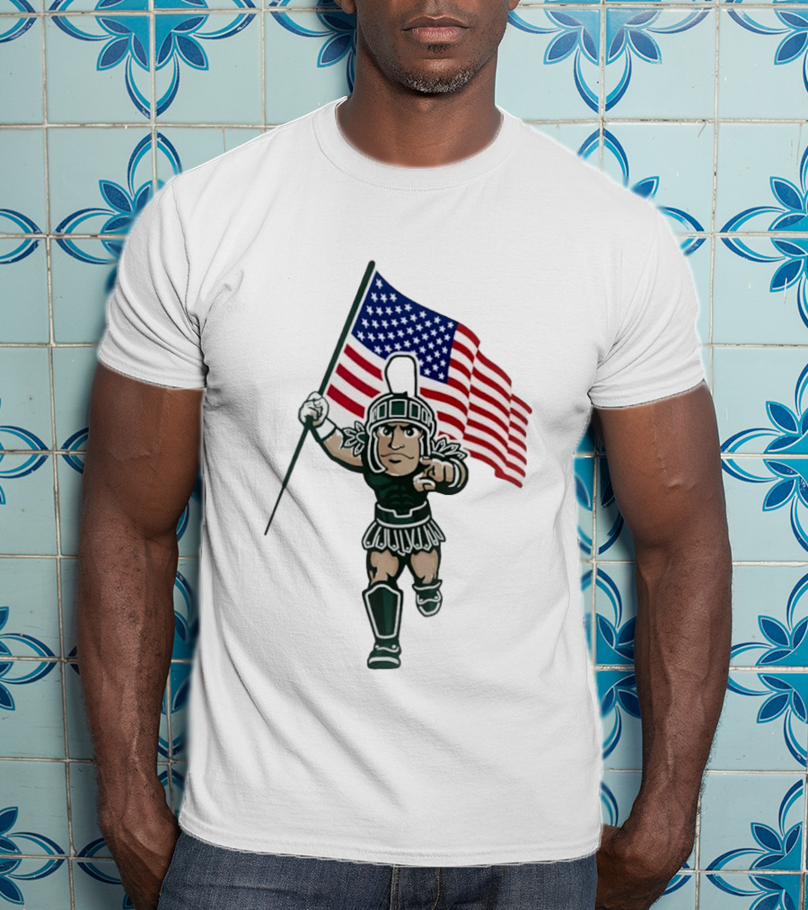 Michigan State Spartans USA Flag T-Shirt