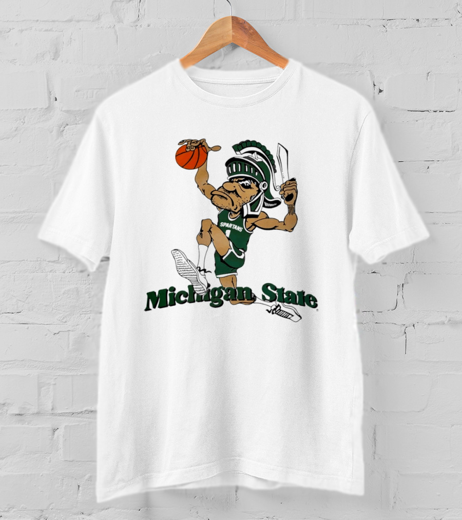 Michigan State Spartans Gruff Sparty Dunking Basketball T-Shirt