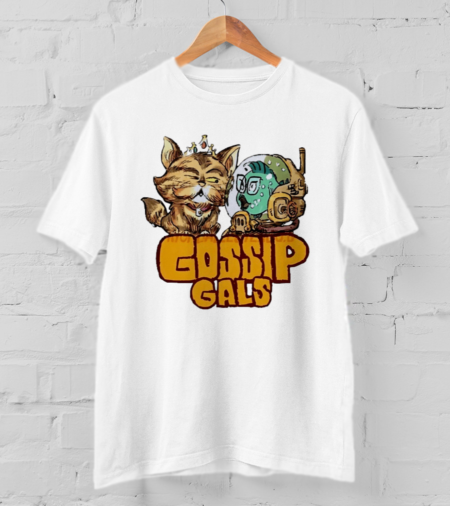 Gossip Gals Royal Cat With Crown And Fish In Astronaut Helmet T-Shirt