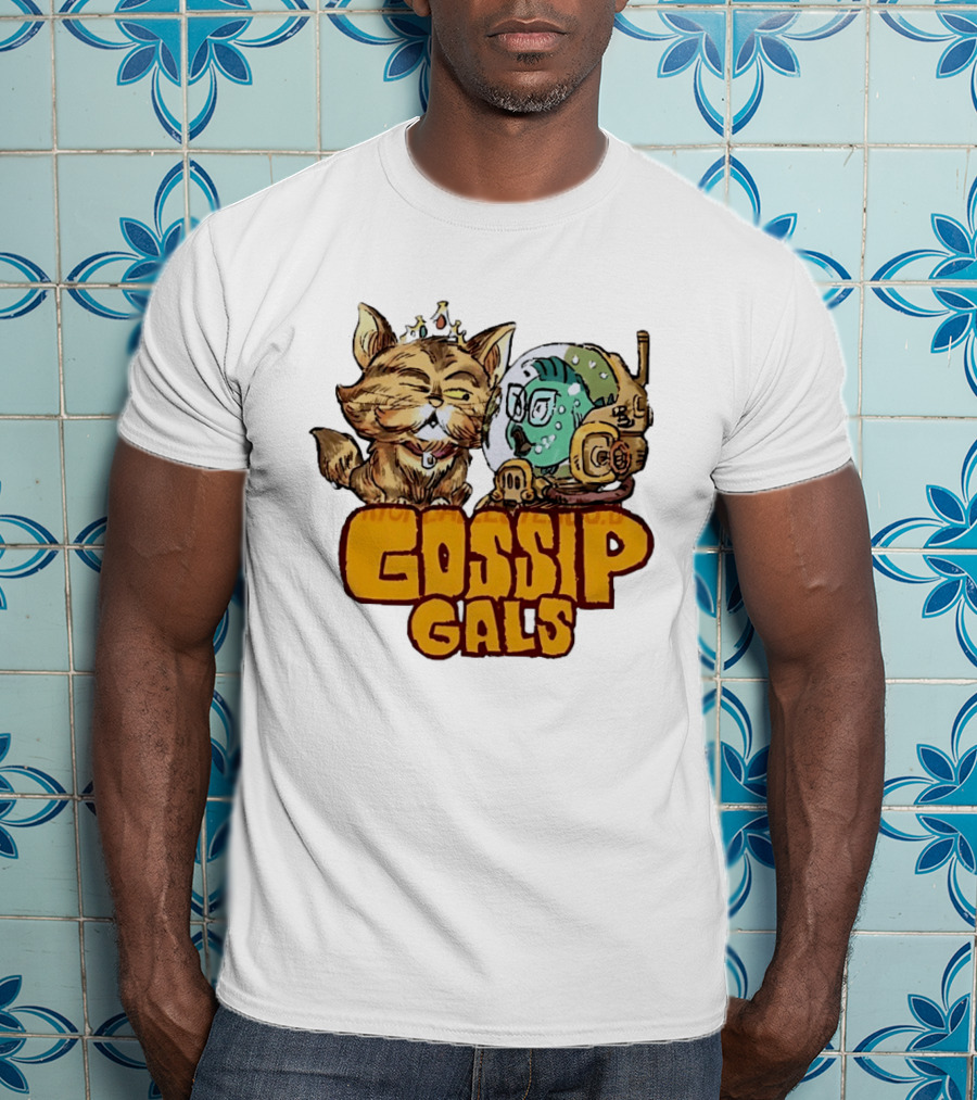 Gossip Gals Royal Cat With Crown And Fish In Astronaut Helmet T-Shirt