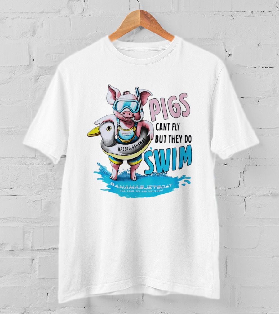 Pigs Fly Nassau Scuba Sand Sea Swim T-Shirt