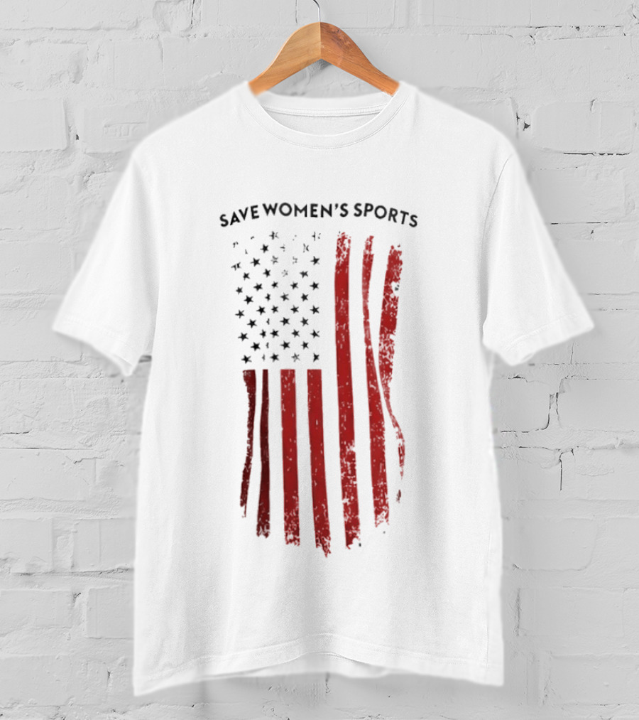 Save Women's Sports Red American Flag Stripes T-Shirt