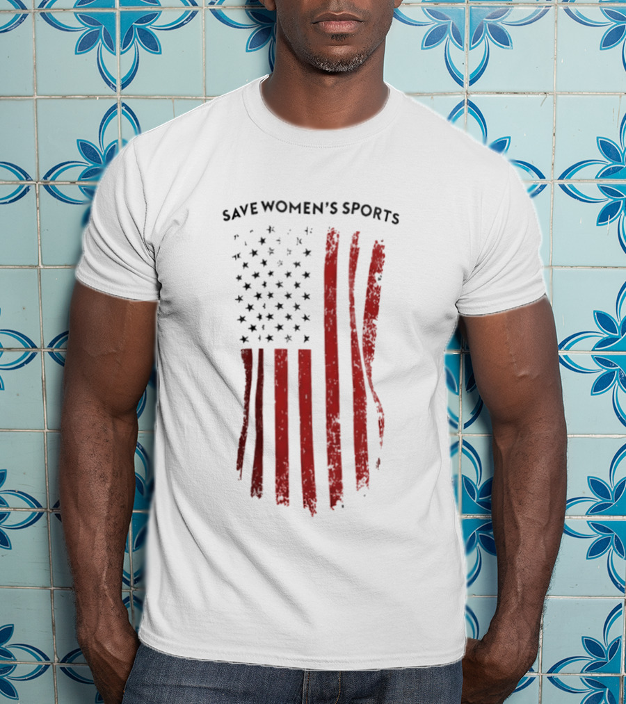 Save Women's Sports Red American Flag Stripes T-Shirt