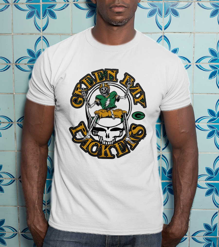 Green Bay Packers Skeleton Grateful Dead Collaboration T-Shirt