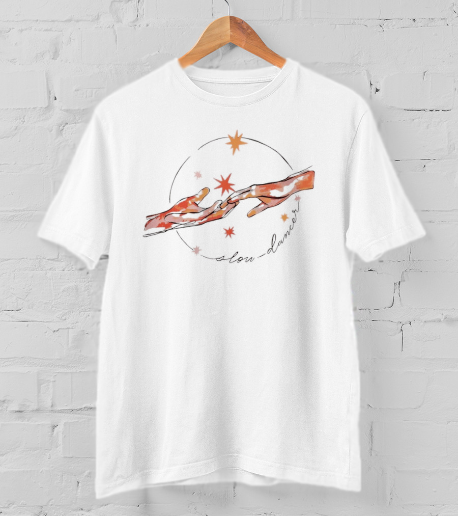 Slow Dancer Touching Hands With Celestial Stars Cosmic T-Shirt