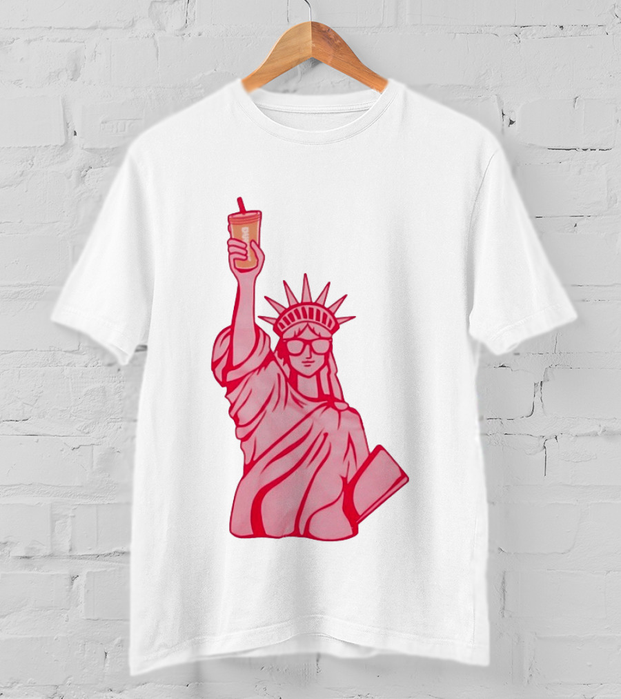 Statue Of Liberty Sunglasses Iced Drink T-Shirt