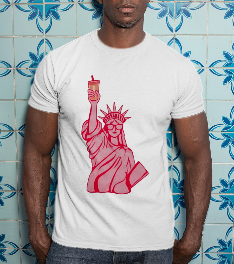 Statue Of Liberty Sunglasses Iced Drink T-Shirt