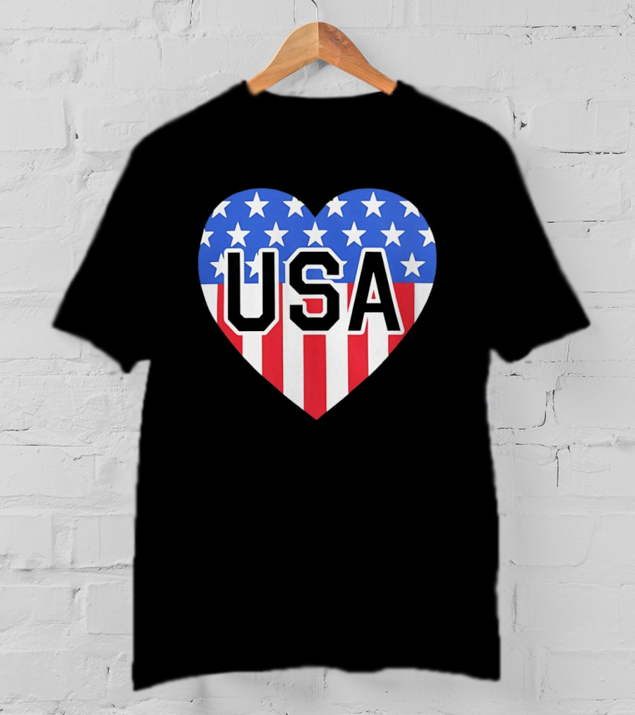 Patriotic USA Heart Shape Flag Stars And Stripes T-Shirt