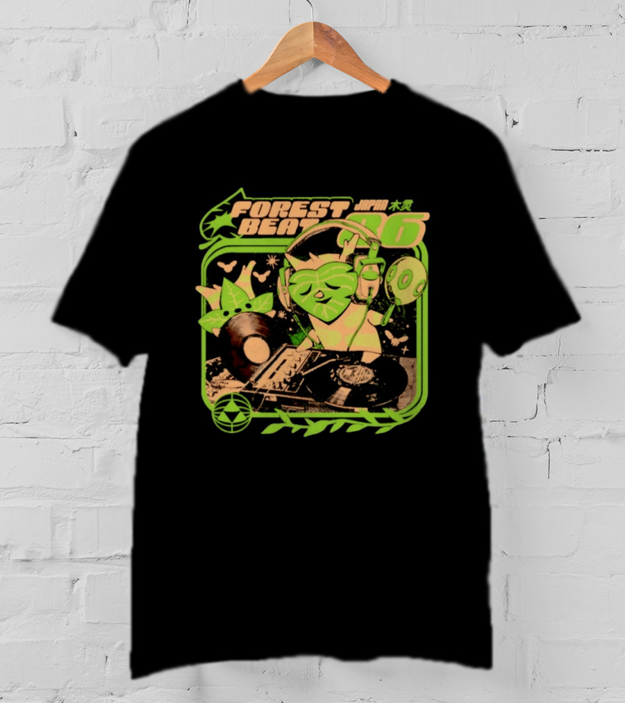 Forest Beat 06 Japan Music Vinyl Leaves Green Mask T-Shirt