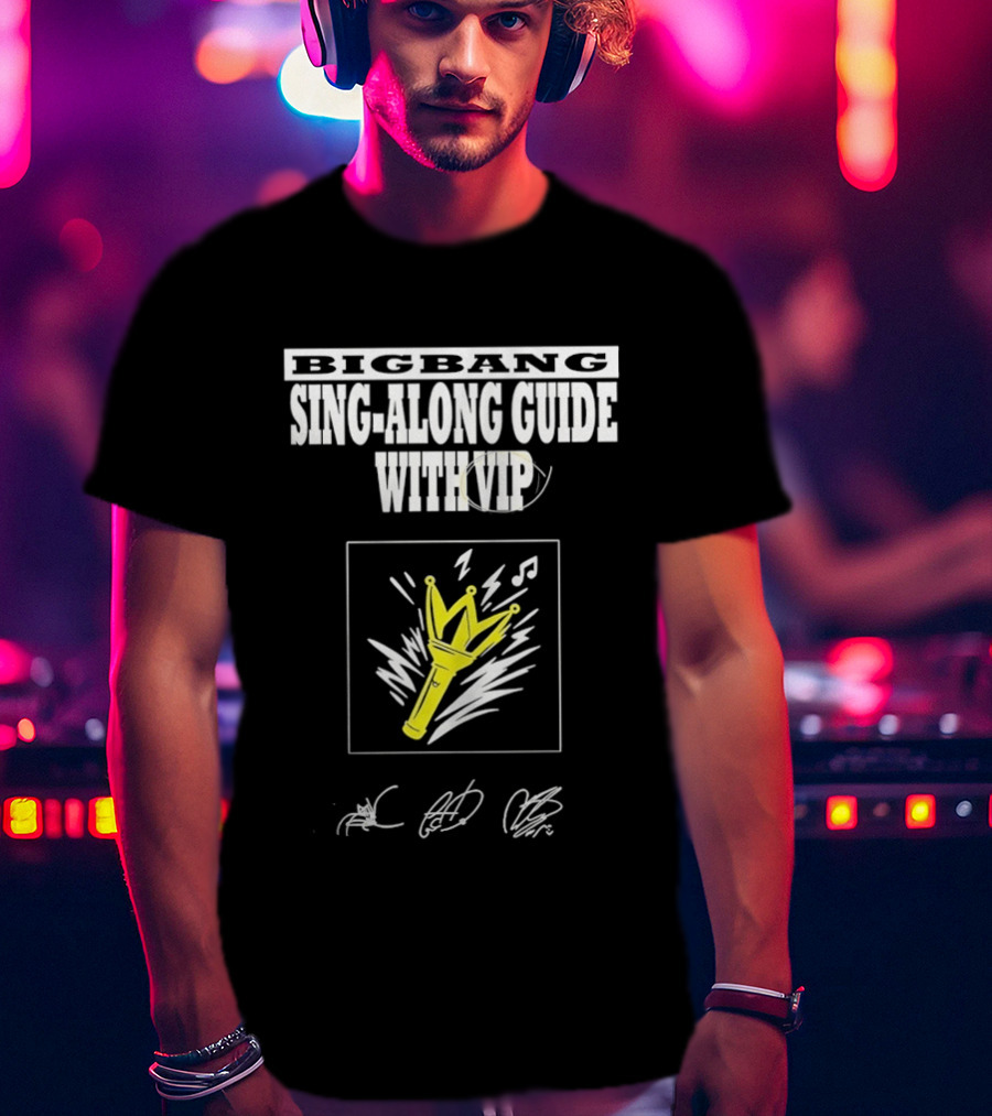 BIGBANG Sing Along Guide With VIP Lightstick And Signatures T-Shirt