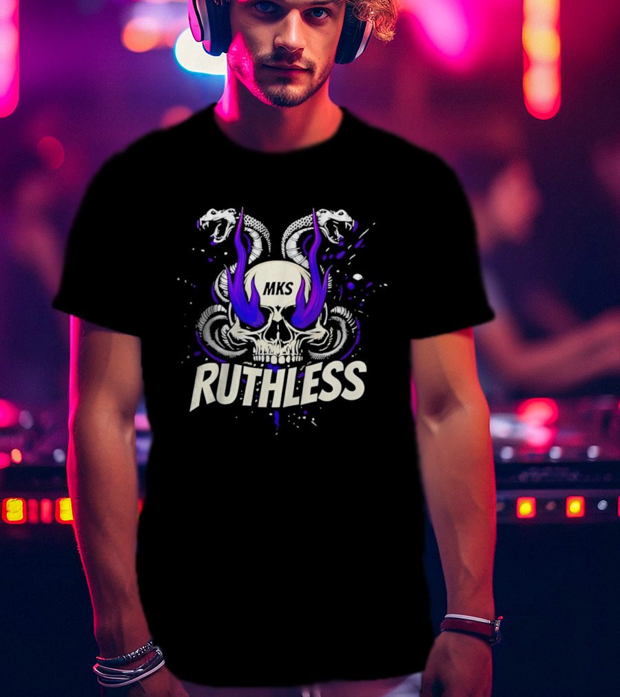 Ruthless Skull Snakes Gothic HKS Purple Flame T-Shirt