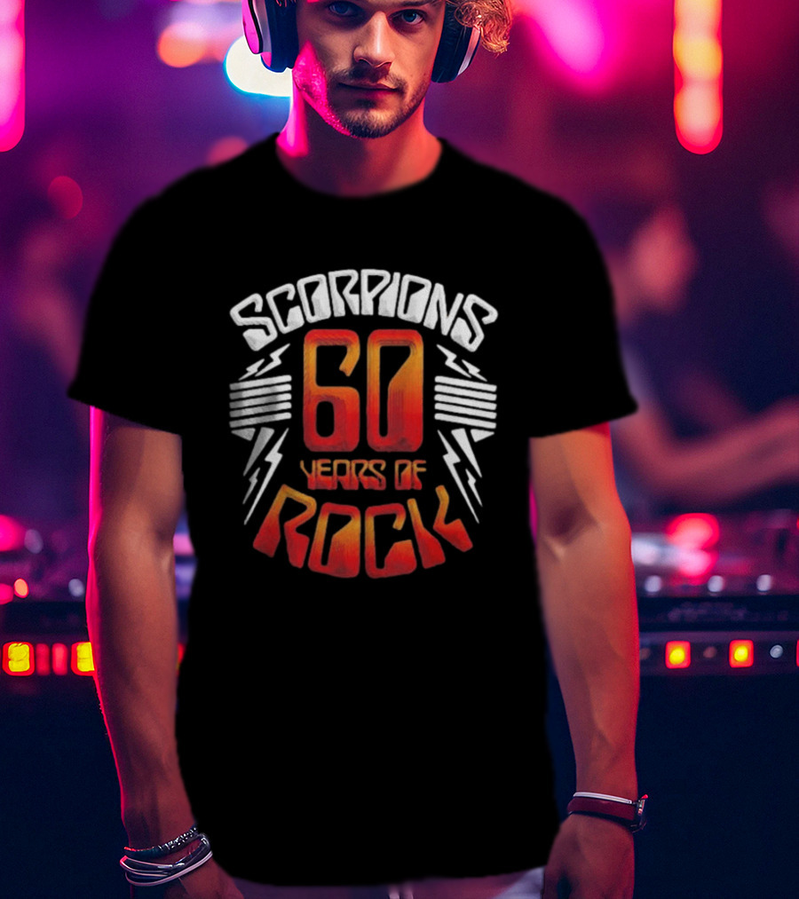 Scorpions 60 Years Of Rock Scorpions Rock Zone Membership Anniversary Celebration Lightning T-Shirt