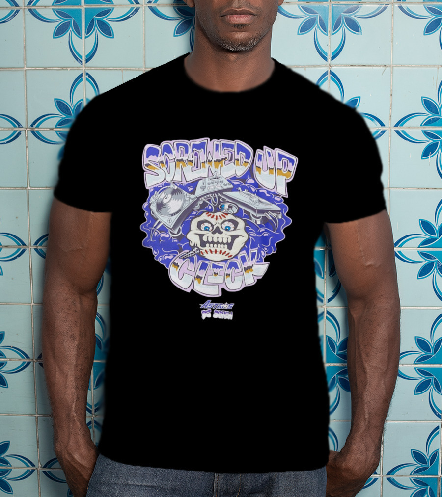 Screwed Up Click Skull DJ Houston Astros Mashup Visual T-Shirt