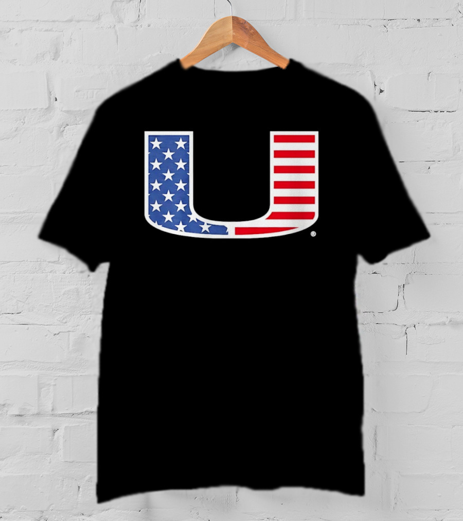 Miami Hurricanes USA Flag Stars Stripes Iconic Team T-Shirt