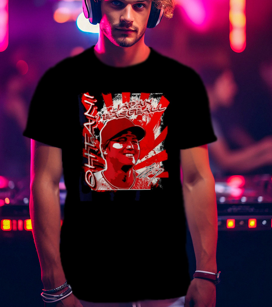 Japan Baseball Shohei Ohtani MLB International Red White Sunburst T-Shirt