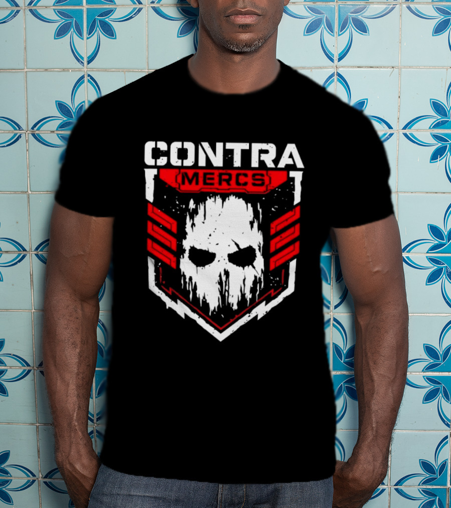 MLW Contra Mercs Skull Emblem Red Stripes T-Shirt