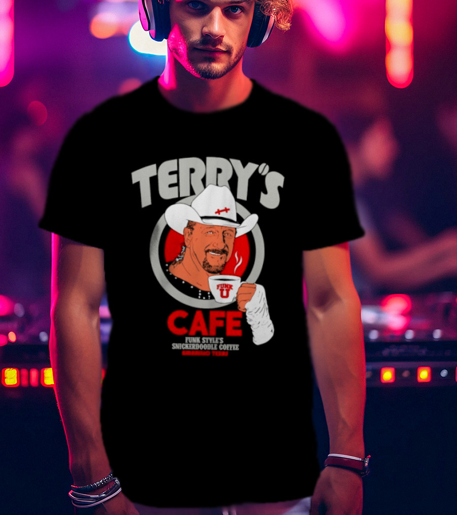 Terry's Cafe Terry Funk Funk U Coffee Cowboy Bandage T-Shirt