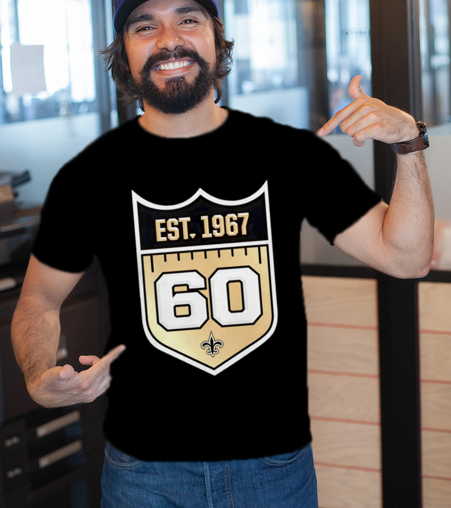 New Orleans Saints 60th Anniversary Est 1967 Fleur De Lis NFL Celebration T-Shirt