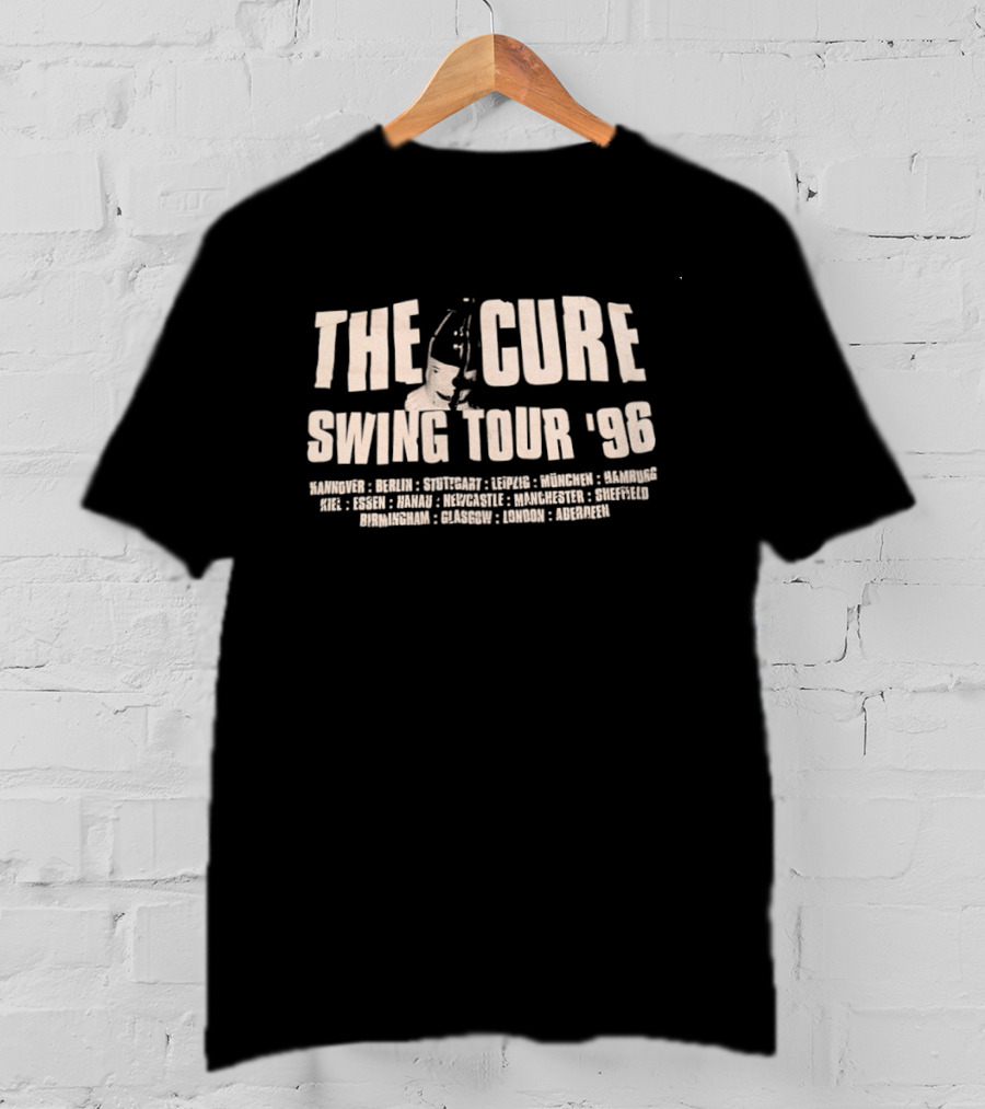 The Cure Swing Tour '96 European Cities Robert Smith Alternative Rock T-Shirt