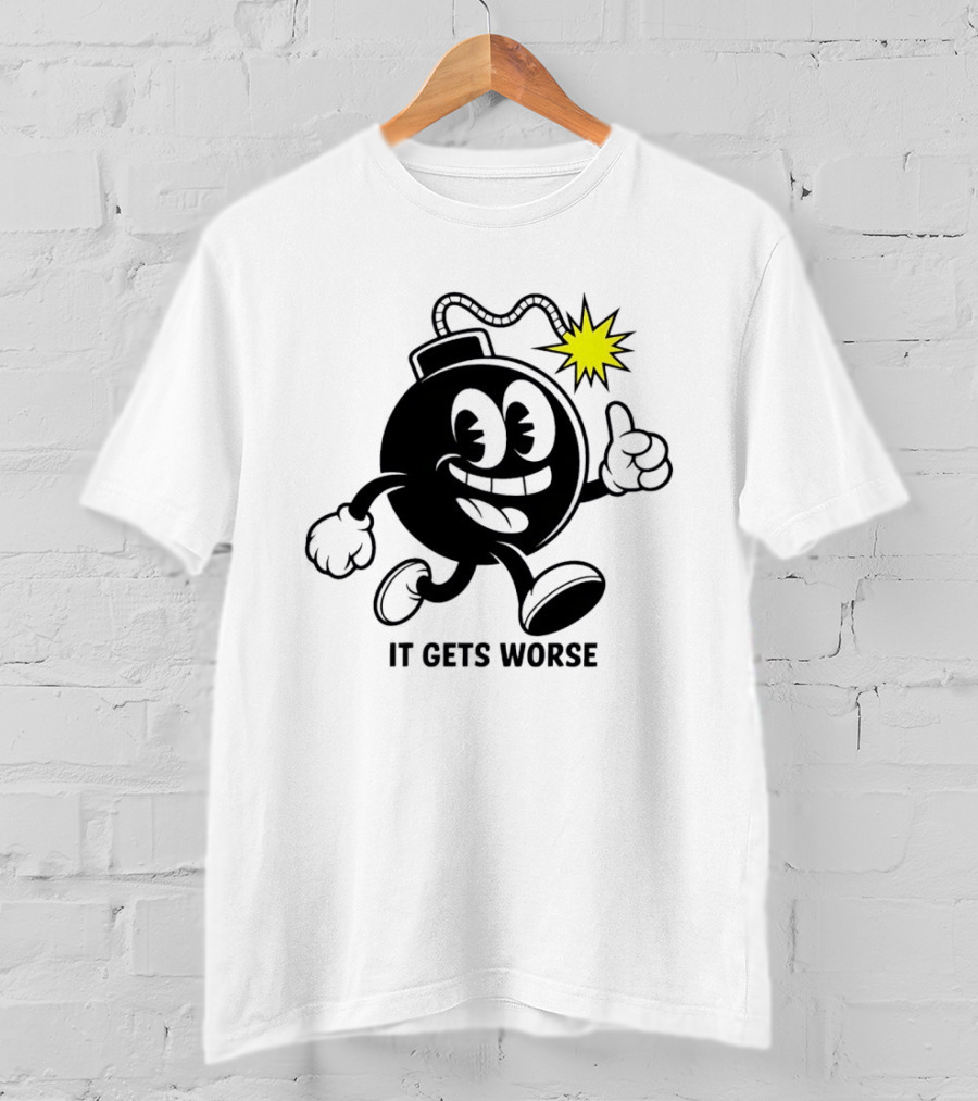 Bomb Walking Thumbs Up It Gets Worse Retro Cartoon T-Shirt