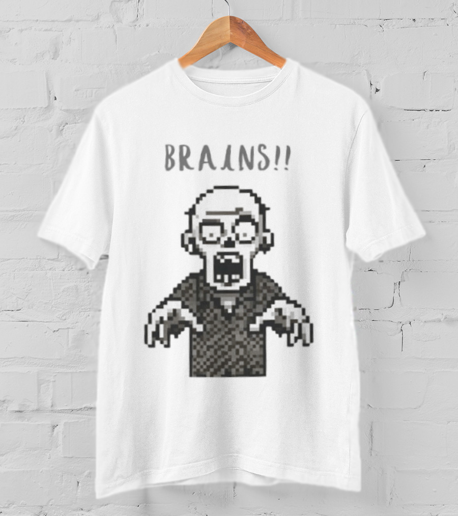8 Bit Brains Pixel Zombie Undead Horror T-Shirt