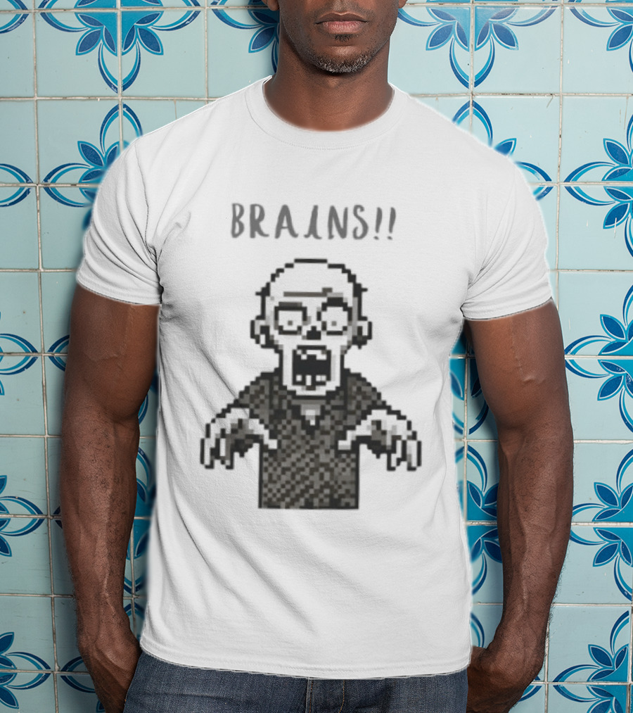 8 Bit Brains Pixel Zombie Undead Horror T-Shirt