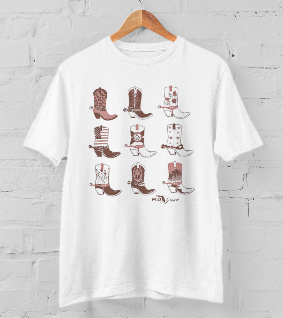 Cowboy Boots Collection FloGrown Classic Western Styles T-Shirt