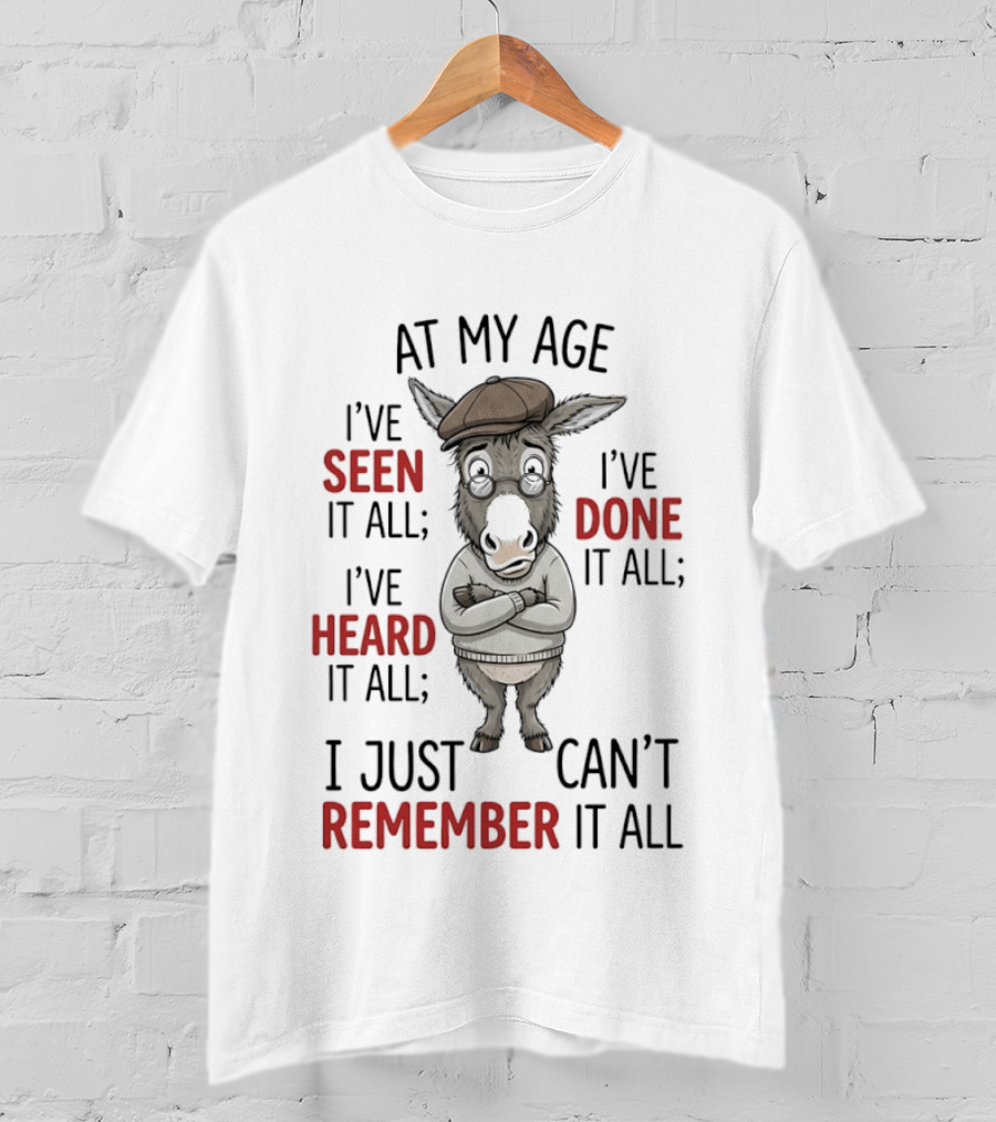 Donkey At My Age I've Seen It All Done It All Heard It All Can't Remember It All T-Shirt