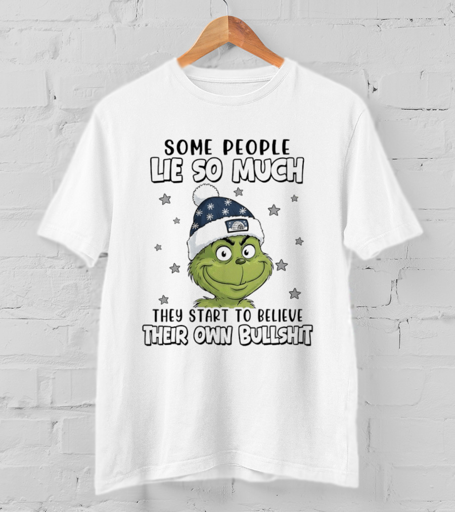 Some People Lie So Much They Start To Believe Their Own Bullshit Grinch Christmas Hat Stars T-Shirt