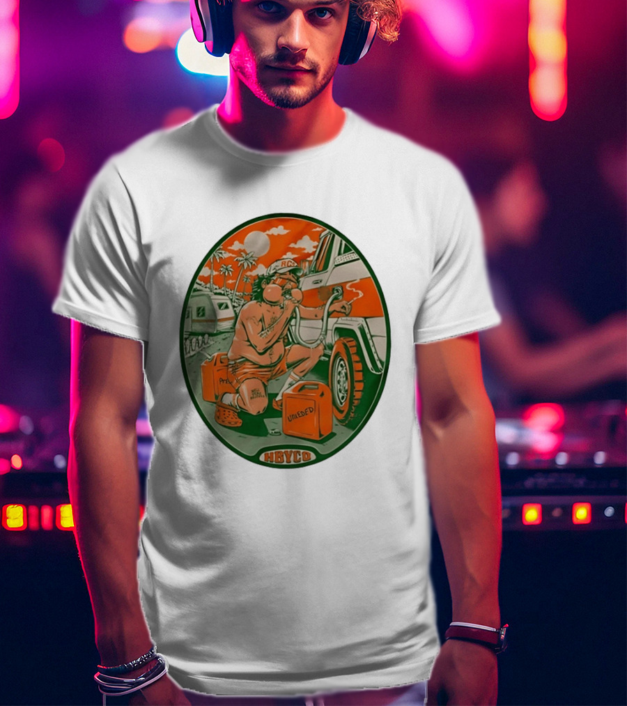 The Red Clay Strays X Soundwaves Creative Hollywood Florida 2026 Ellipse Shape HBYCO Unleaded Palm Trees Moon Retro Camper Scene T-Shirt