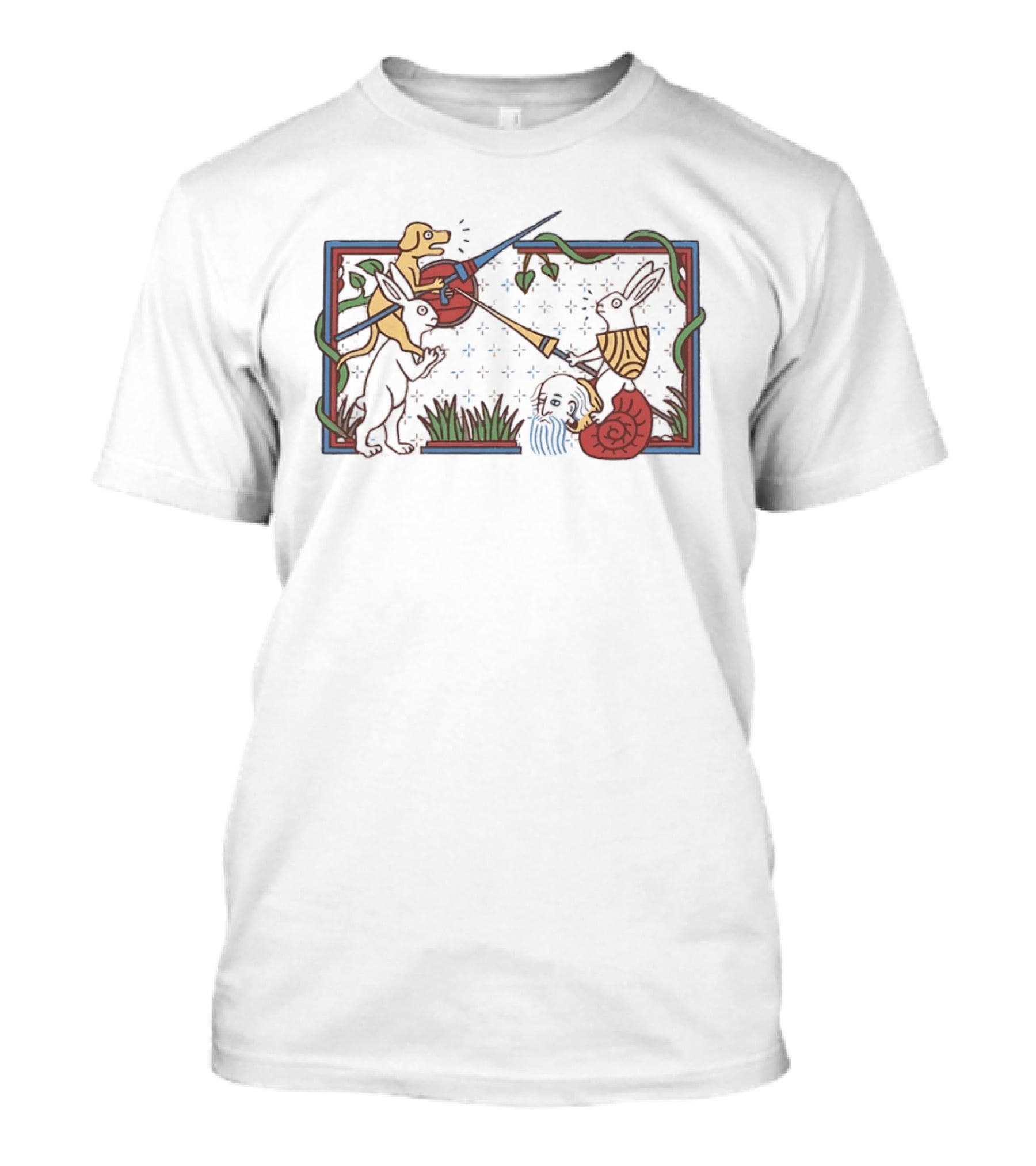 Medieval Dog And Snail Jousting Fantasy Battle T-Shirt
