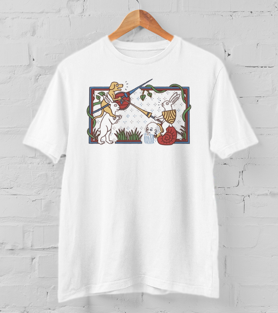 Medieval Dog And Snail Jousting Fantasy Battle T-Shirt