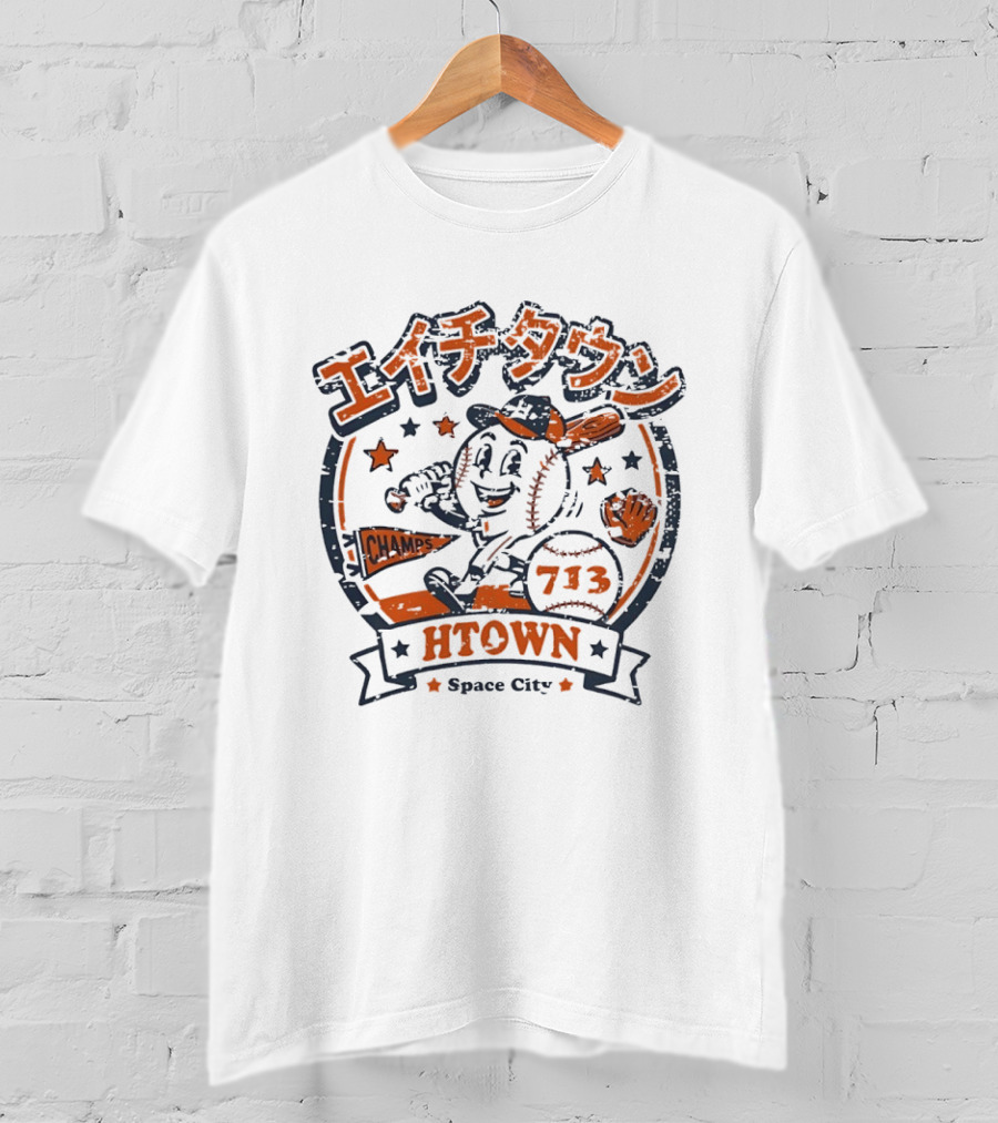 Htown Katakana Space City 713 Champs Baseball H Town Player T-Shirt
