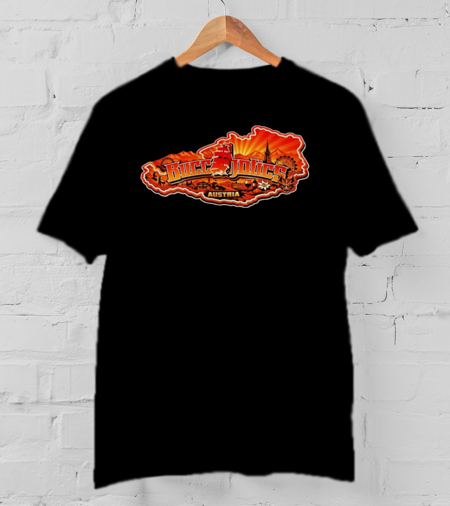 Buccaholics Austria Map With Mountains And Ferris Wheel T-Shirt