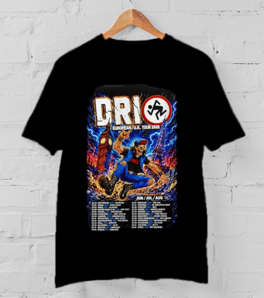 DRI European UK Tour 2026 Dirty Rotten Imbeciles Iconic Punk Artwork London Paris Venues Dates T-Shirt