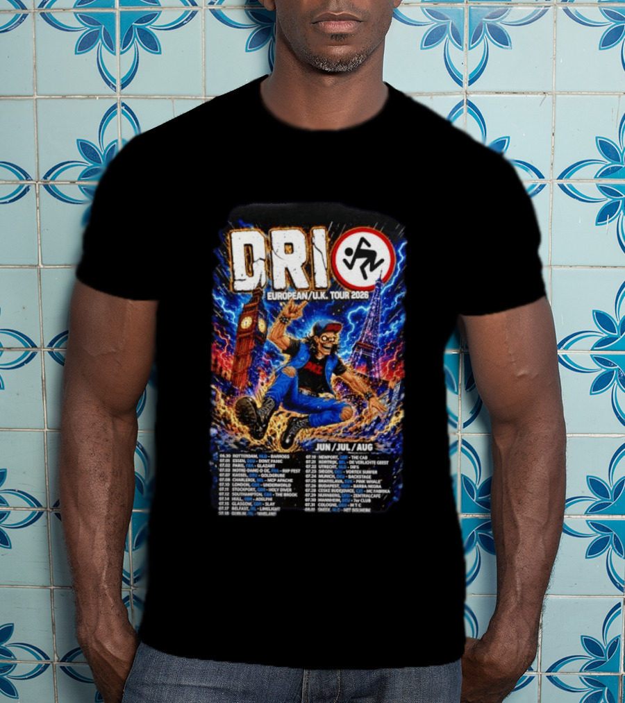 DRI European UK Tour 2026 Dirty Rotten Imbeciles Iconic Punk Artwork London Paris Venues Dates T-Shirt