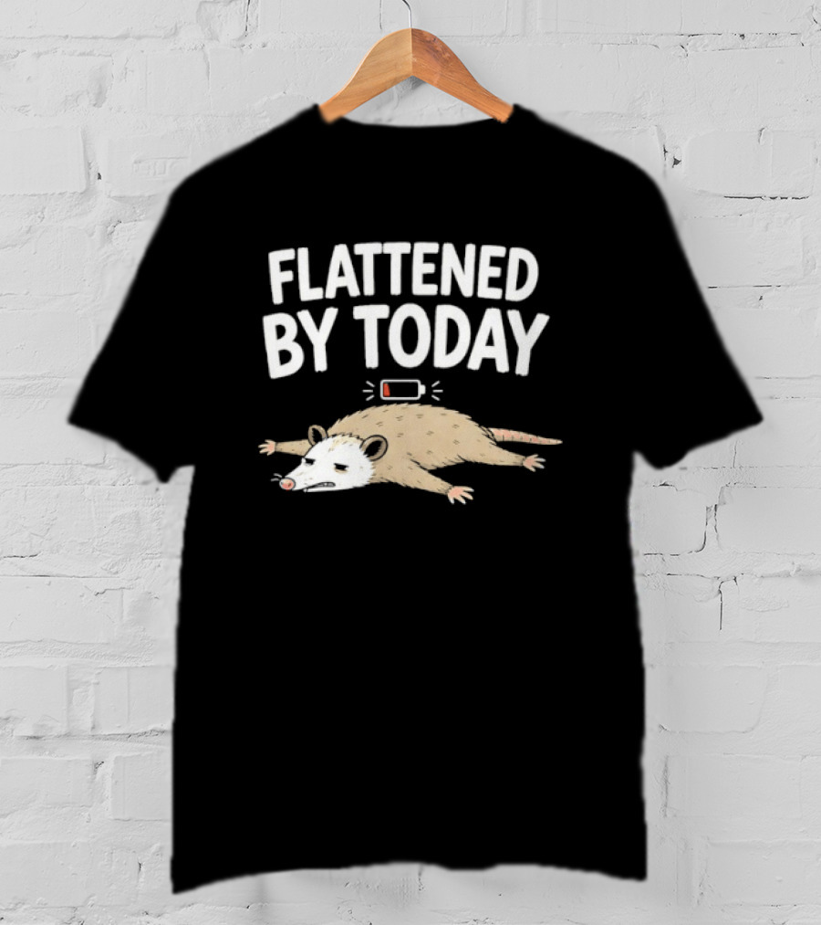Flattened By Today Opossum Low Battery Humor T-Shirt