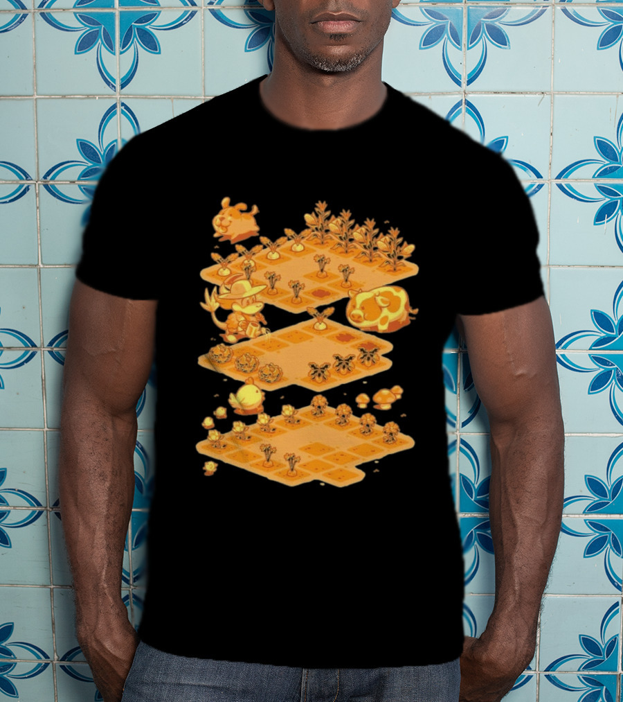 GDQ Happy Harvest Farm Simulation Cute Animals And Crops T-Shirt