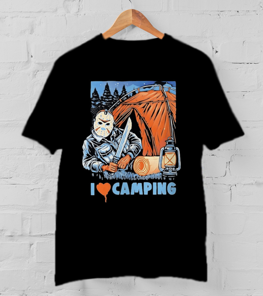 Jason Voorhees I Love Camping Knife Lantern Tent Iconic Horror T-Shirt
