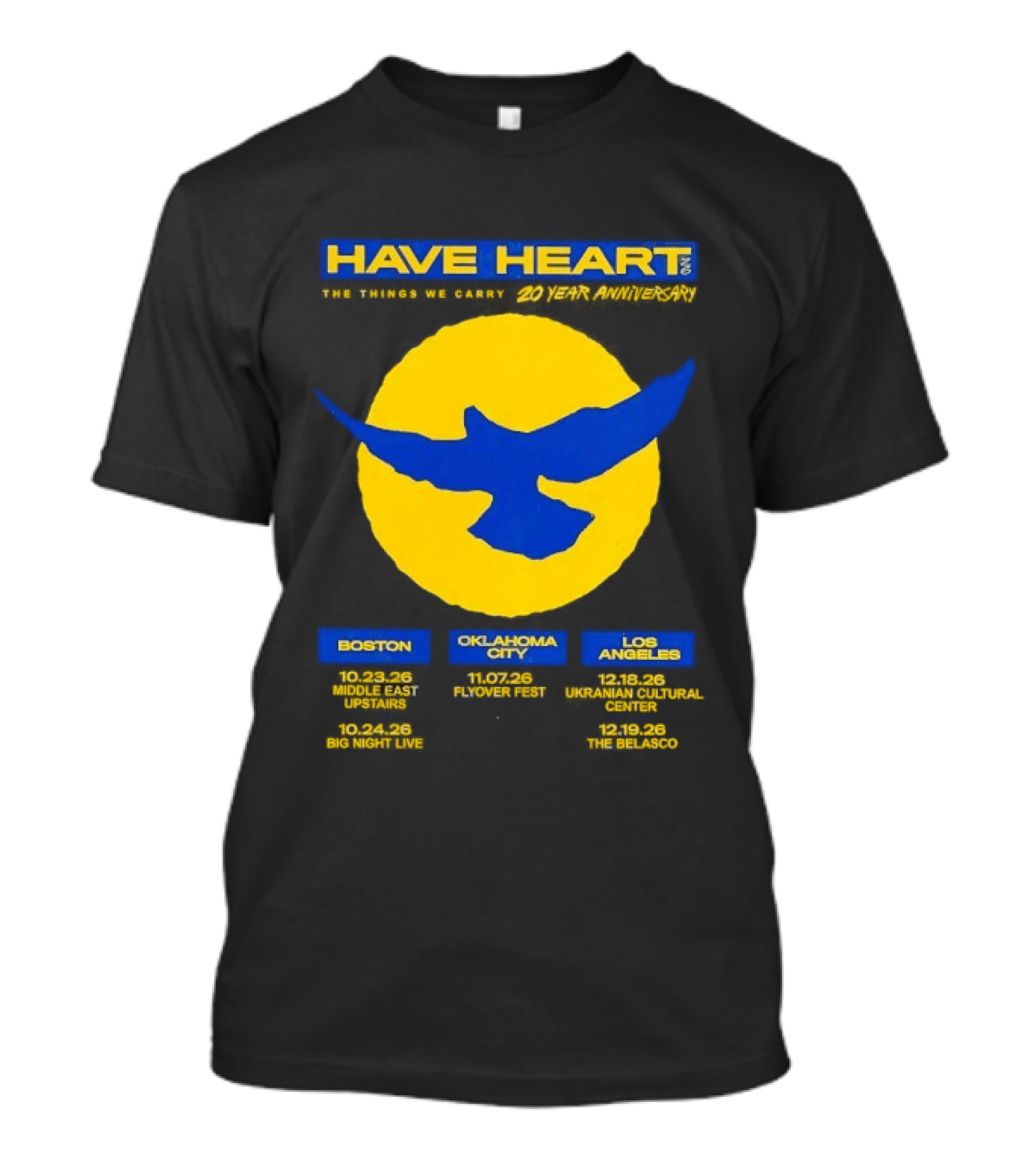 Have Heart The Things We Carry 20 Year Anniversary Tour Boston Philadelphia Los Angeles Bird T-Shirt