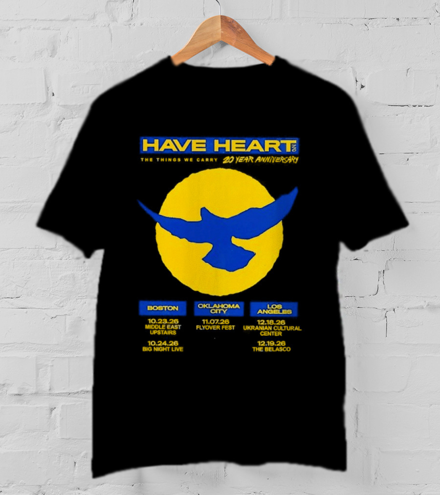 Have Heart The Things We Carry 20 Year Anniversary Tour Boston Philadelphia Los Angeles Bird T-Shirt