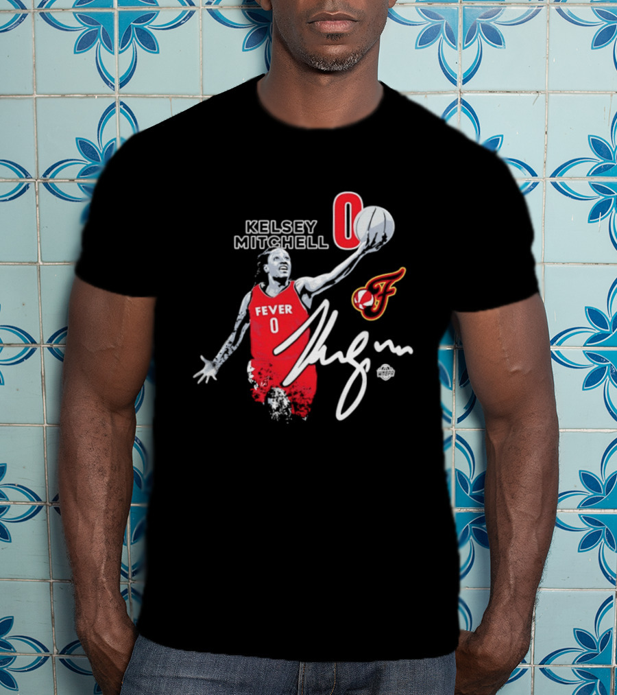 Kelsey Mitchell Indiana Fever 0 WNBA Player Signature T-Shirt