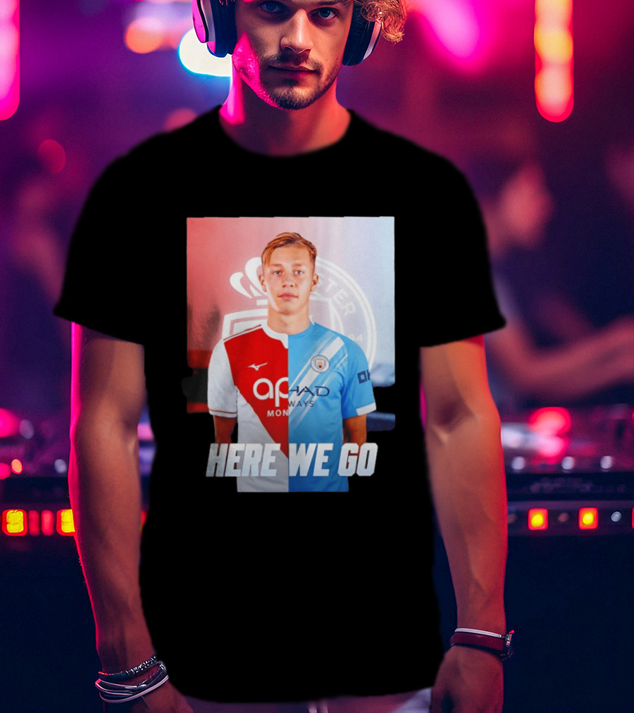 Mathys Detourbet Manchester City AS Monaco Transfer Here We Go T-Shirt