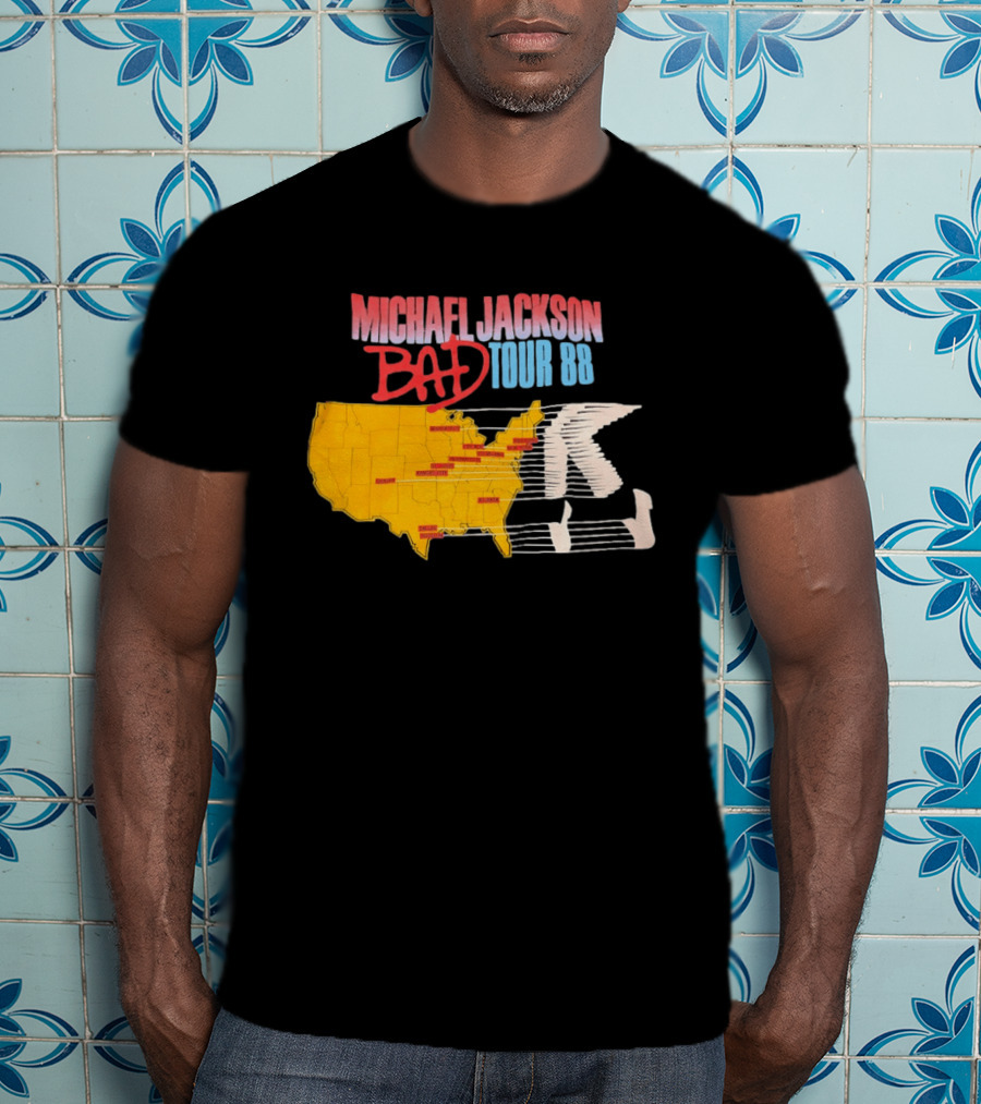 Michael Jackson BAD Tour 88 USA Map T-Shirt