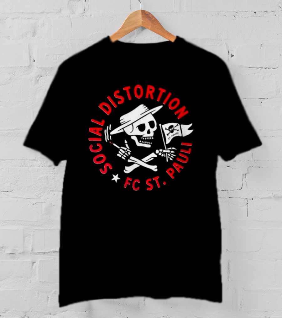 Social Distortion FC St Pauli Punk Rock Skull And Crossbones With Flag T-Shirt