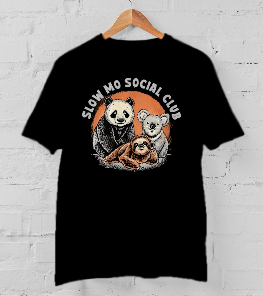 Panda Koala Sloth Slow Mo Social Club Fun Animal Trio T-Shirt