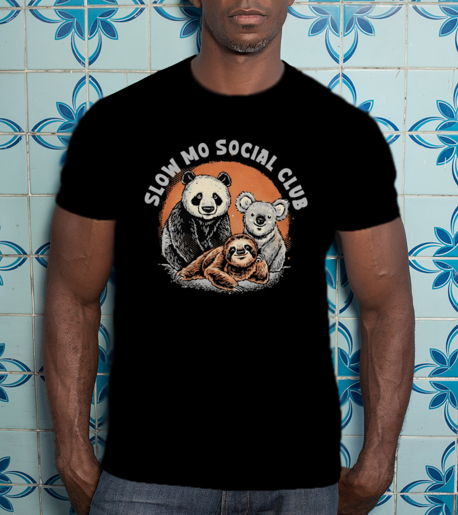 Panda Koala Sloth Slow Mo Social Club Fun Animal Trio T-Shirt